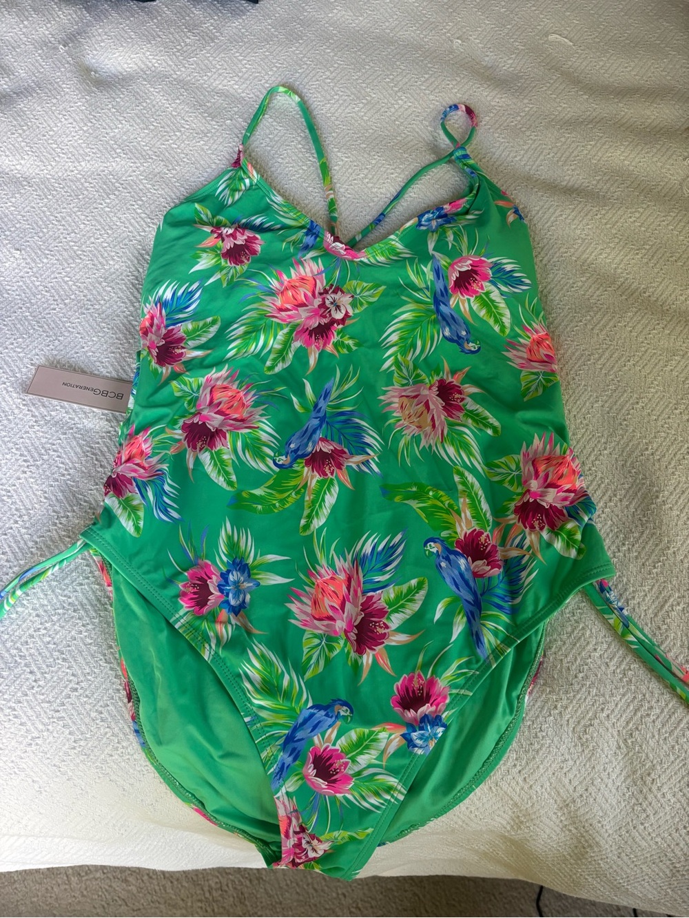 BCBGeneration Green Floral One-Piece Swimsuit